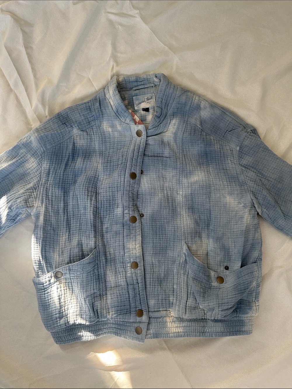 Universal Thread Light Blue Linen Button-Front Top